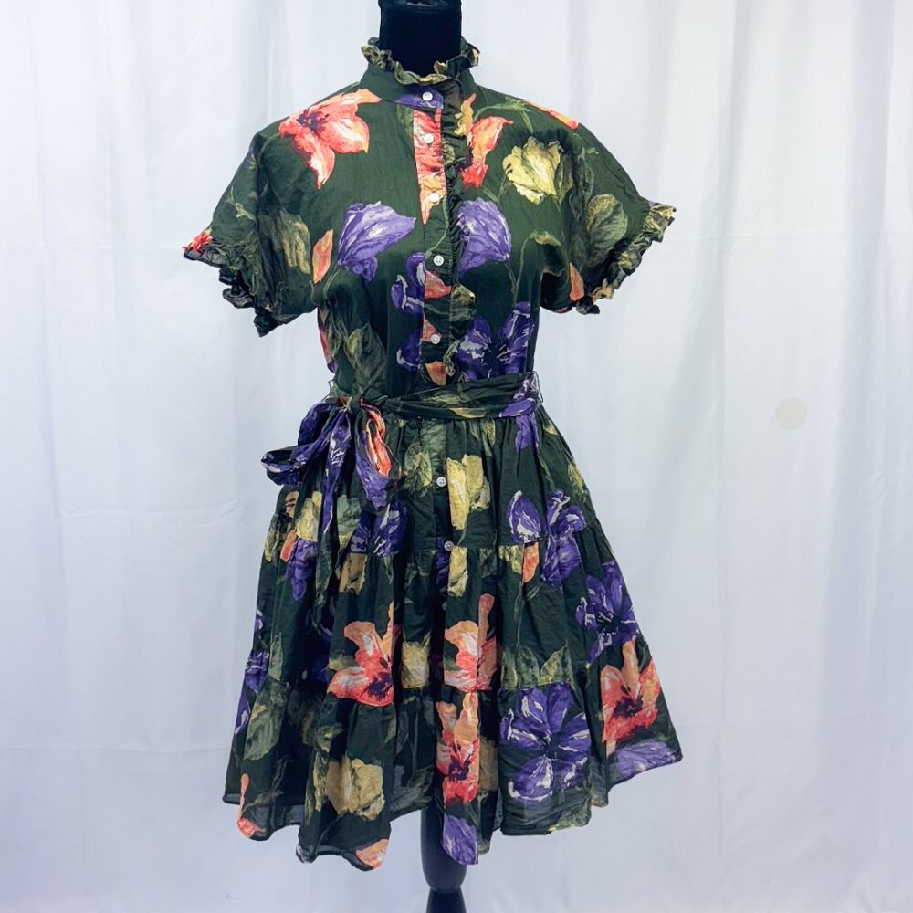 Lauren Ralph Lauren Yaritza Whimsical Garden Party Dress Short Sleeve Day Dress